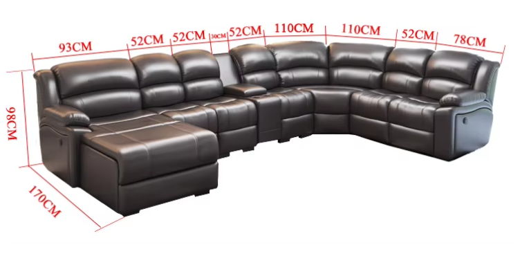 R808 Hot Sale Home Living Room Home Theater Electric Power Recline Big Corner Sectionals Sofa U Shape Recliner Smart Sofa