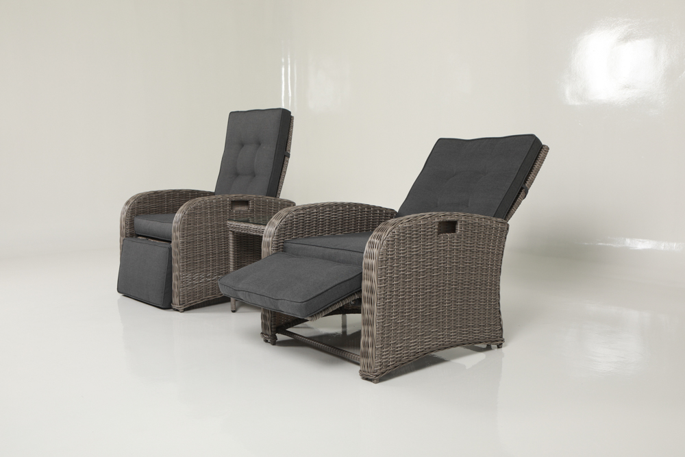 Joyeleisure 3pcs Alu Recliner Chair and Table Outdoor Bistro Set Garden Rattan Furniture