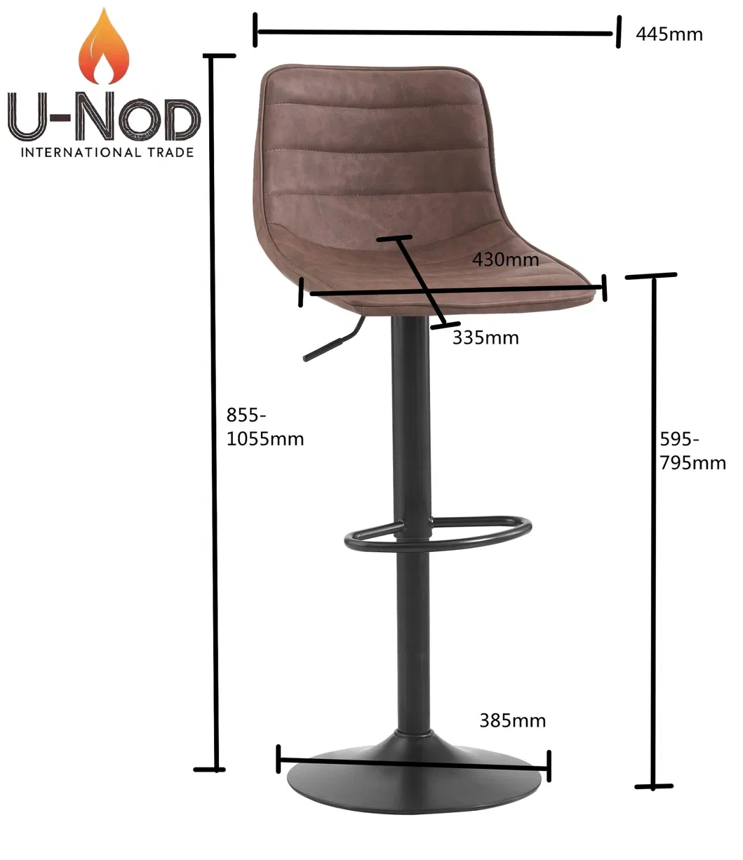 Wholesale Modern Leather Seat Stainless Steel Chair Legs Comfortable Counter Chromed Base Adjustable Rotary Swivel Bar Stool