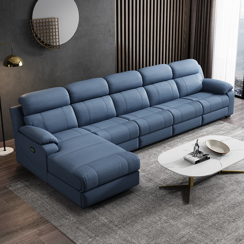 Modern Minimalist Electric L-shaped Recliner Sofa Smart Living Room Set Featuring Retractable Corner Sofa Fabric Massage