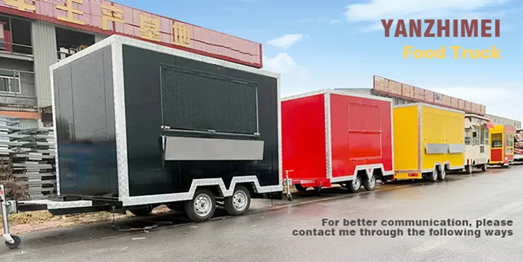 Ice Cream Food Van Truck Fully Equipped Mobile Bar BBQ Fast Food Trailer Cart for Sale USA
