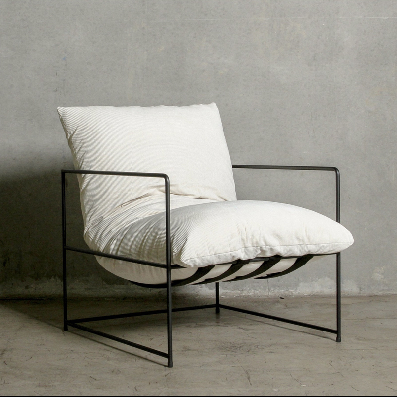 Modern Metal Frame Chaise Lounge Chair Corduroy Removable Cover Reclining Living Room Leisure Chair for Gym Hospital Workshop