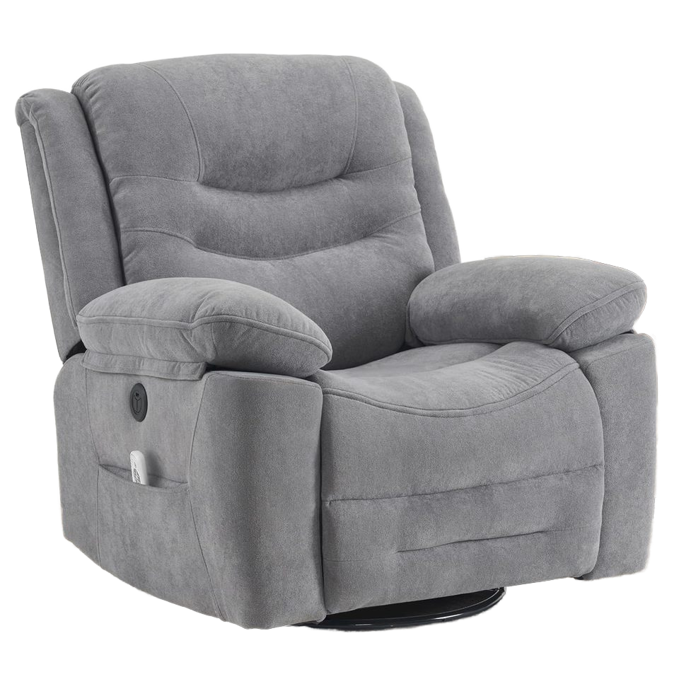Ketaiyou Power Swivel Rocker Recliner USB Port Infinite Position Overstuffed Electric Glider Chair Living Room Soft Reclining