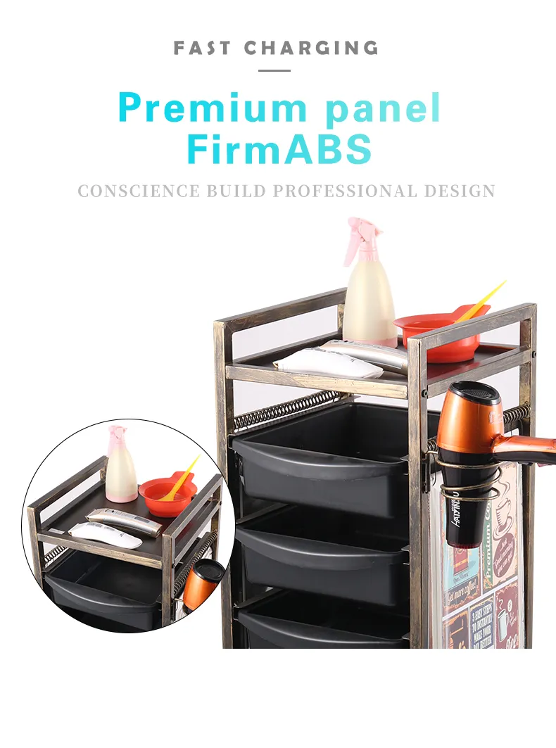 Stylish Rolling Bar Cart with Wine Rack and Glass Holder