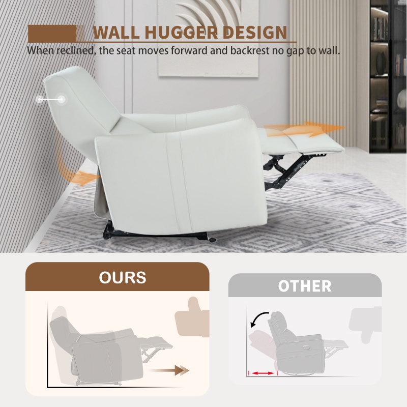 Modern Bedroom Living Room Hotel Comfortable Luxury Single Seat PU Padded Power Reclining Swivel Glider Sofa Chair