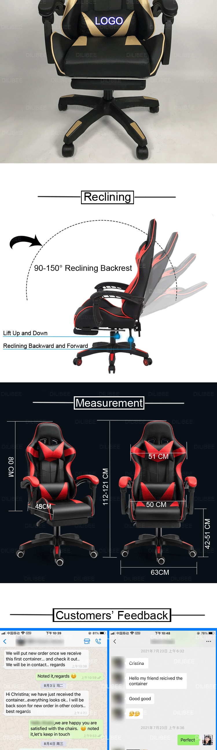 Leather gaming chair dimensions and angles
