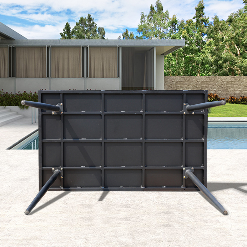 Modern Gray Garden 5 Piece Dining Set Furniture Outdoor Patio Bistro Woven Rope Aluminum Square Table and 4 Seater Chairs