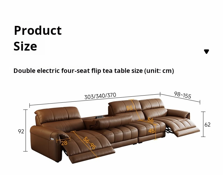 Modern Genuine Leather Recliners Set Details 1