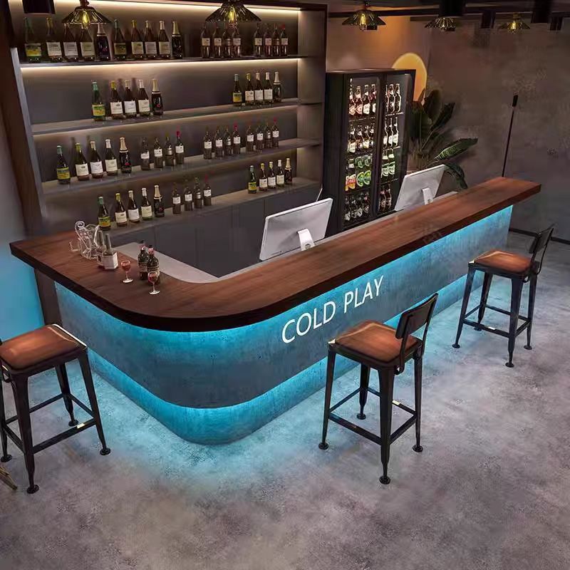 Industrial Style Eco-Friendly Water Resistant Front Desk for Restaurants Coffee Shops Pubs Wood Night Club Bar Counter for Mall