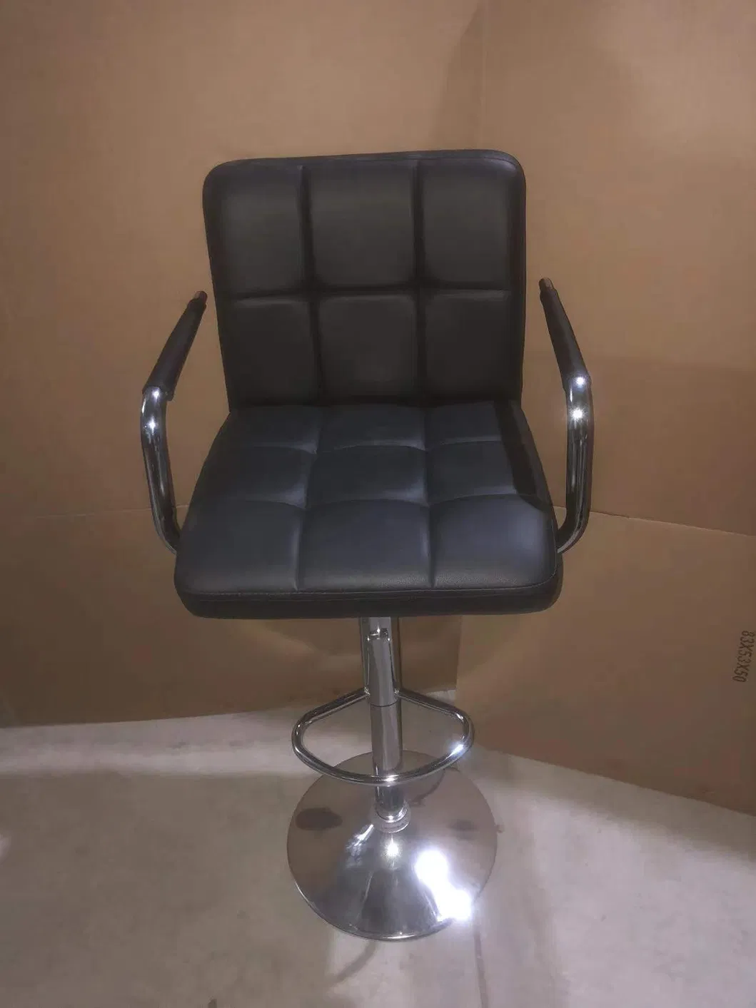 Adjustable Height Swivel Leather Upholstered Commercial Counter Bar Chair Stool
