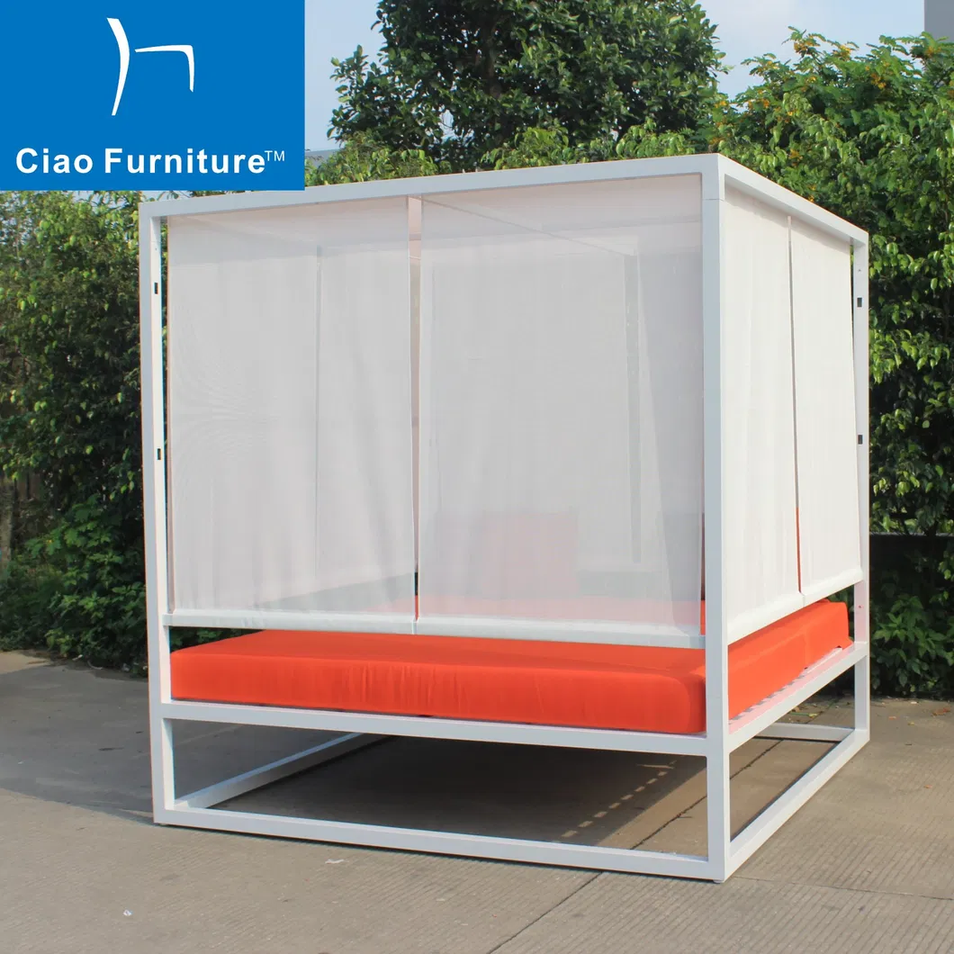 Modern Outdoor Hotel Pool Side Furniture Beach White Aluminum Lounge Cabana Daybed Image 4