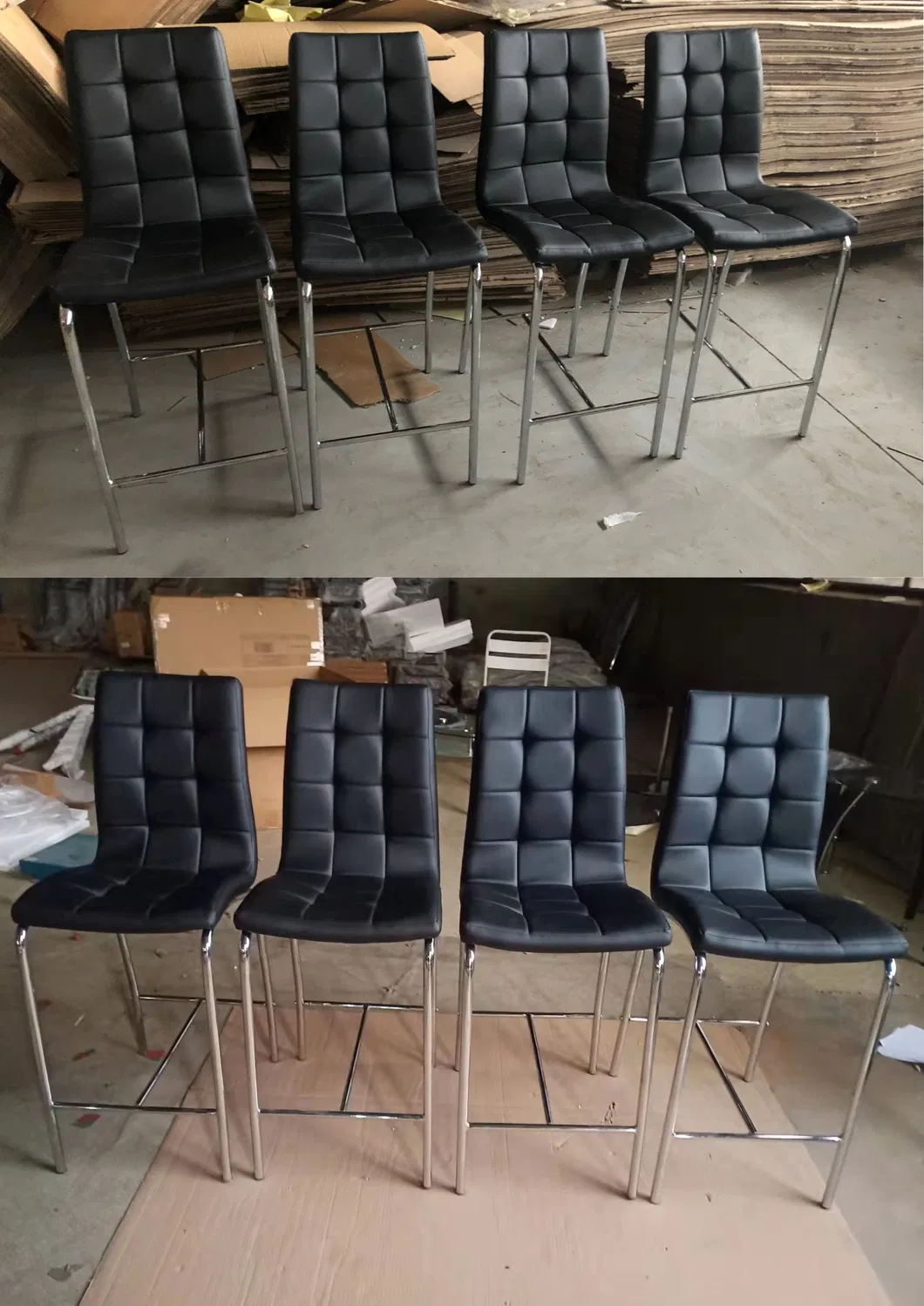 Black High Chair Soft PU Seat and Back Bar Stool Design
