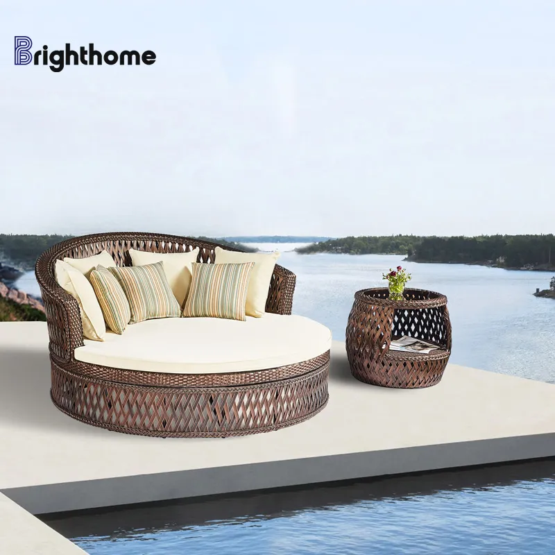Modern Garden Patio Rattan Aluminum Sun Lounge Outdoor Daybed