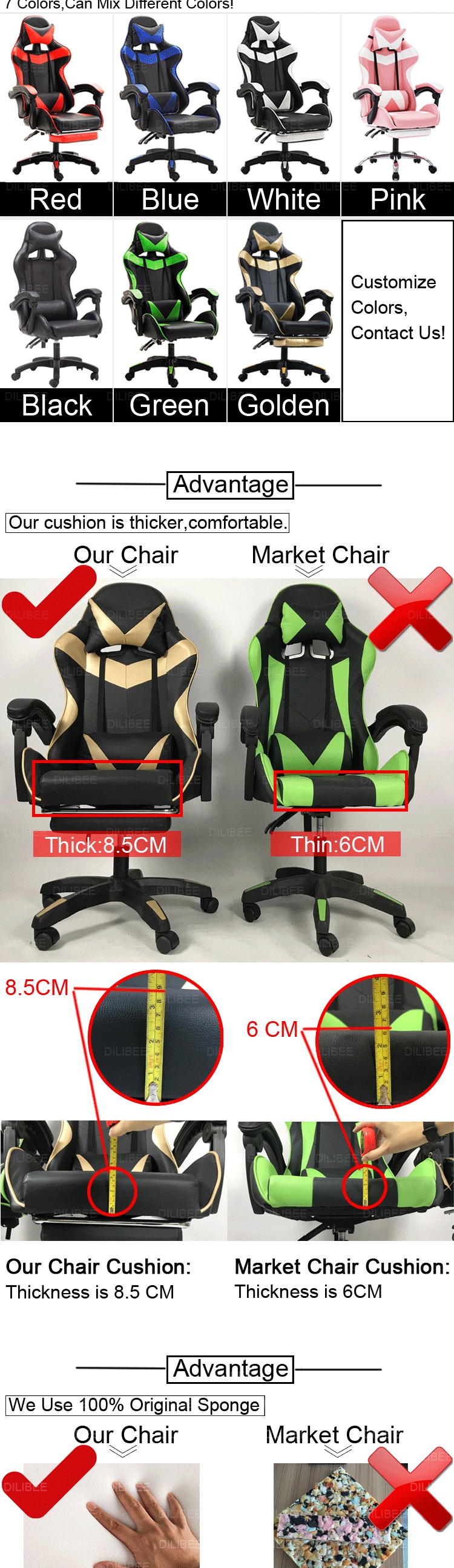 PC Racing Office Gaming Chair features