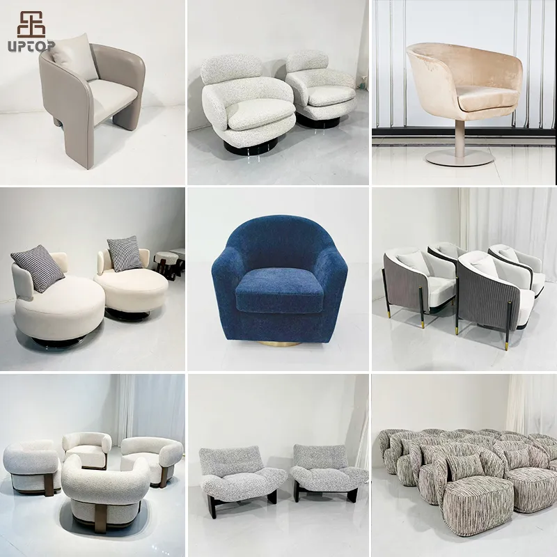 Leisure Leather Fabric Sofa Chair Accent Lounge Chaise Chair for Hotel Restaurant Living Room Bedroom Cafe Coffee Shop