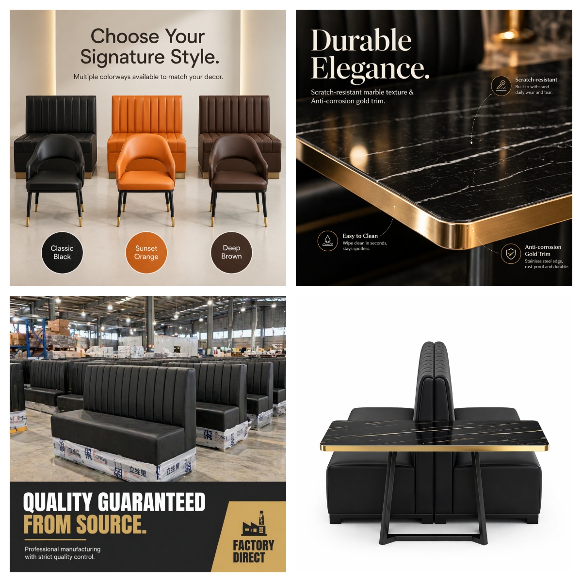 Durable Restaurant Tables And Chair, Restaurant Furniture Set, Cafeteria Bar Restaurant Furniture Cafe Furniture Booth Seating