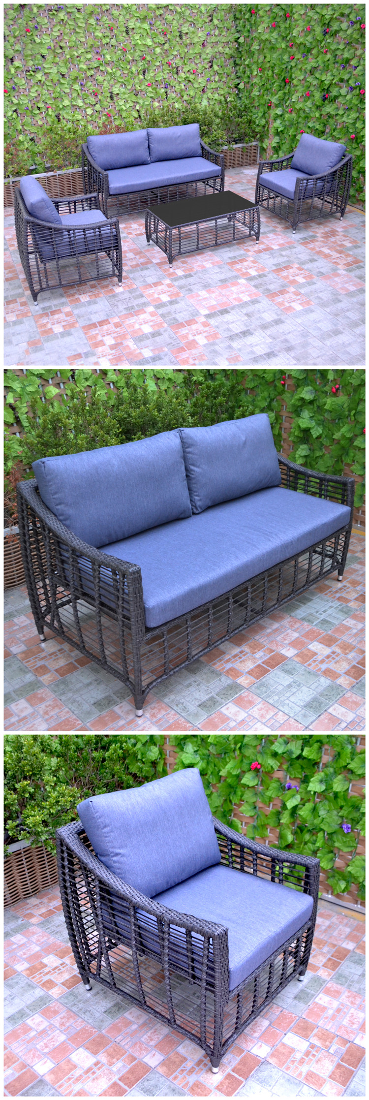 Leisure Garden Wicker Rattan Furniture Bistro Sets Patio Chair & Sofa Table Outdoor