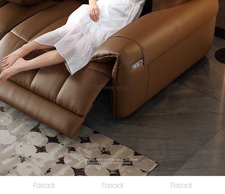 Modern Genuine Leather Recliners Set 6