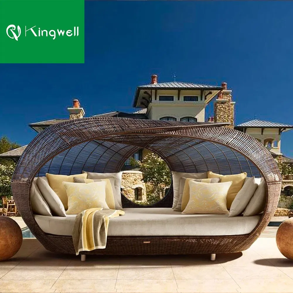 Outdoor Furniture Aluminum Daybed with Canopy Rattan Grade-a Pool Garden Sunbed