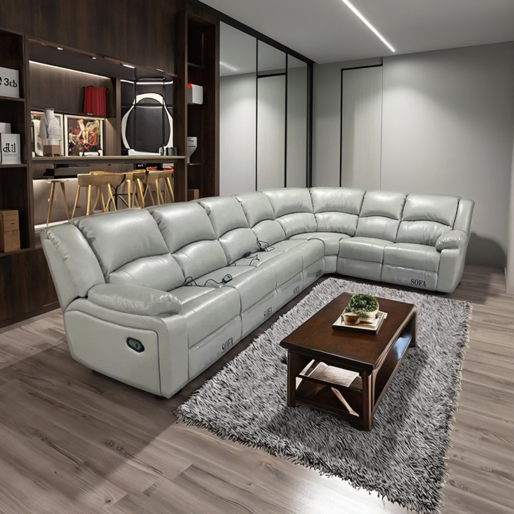 R808 Hot Sale Home Living Room Home Theater Electric Power Recline Big Corner Sectionals Sofa U Shape Recliner Smart Sofa