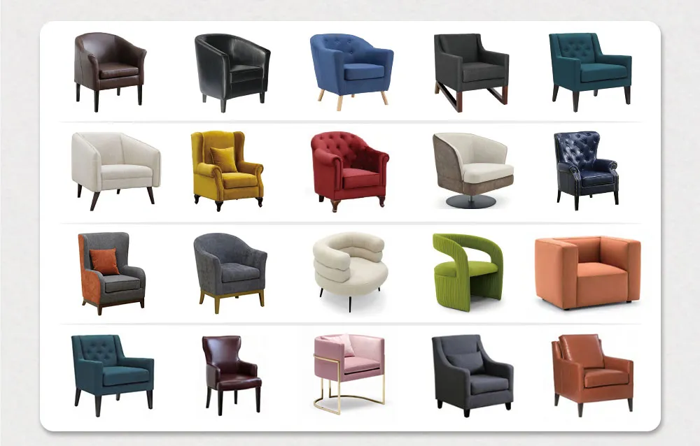 Leisure Leather Fabric Sofa Chair Accent Lounge Chaise Chair for Hotel Restaurant Living Room Bedroom Cafe Coffee Shop