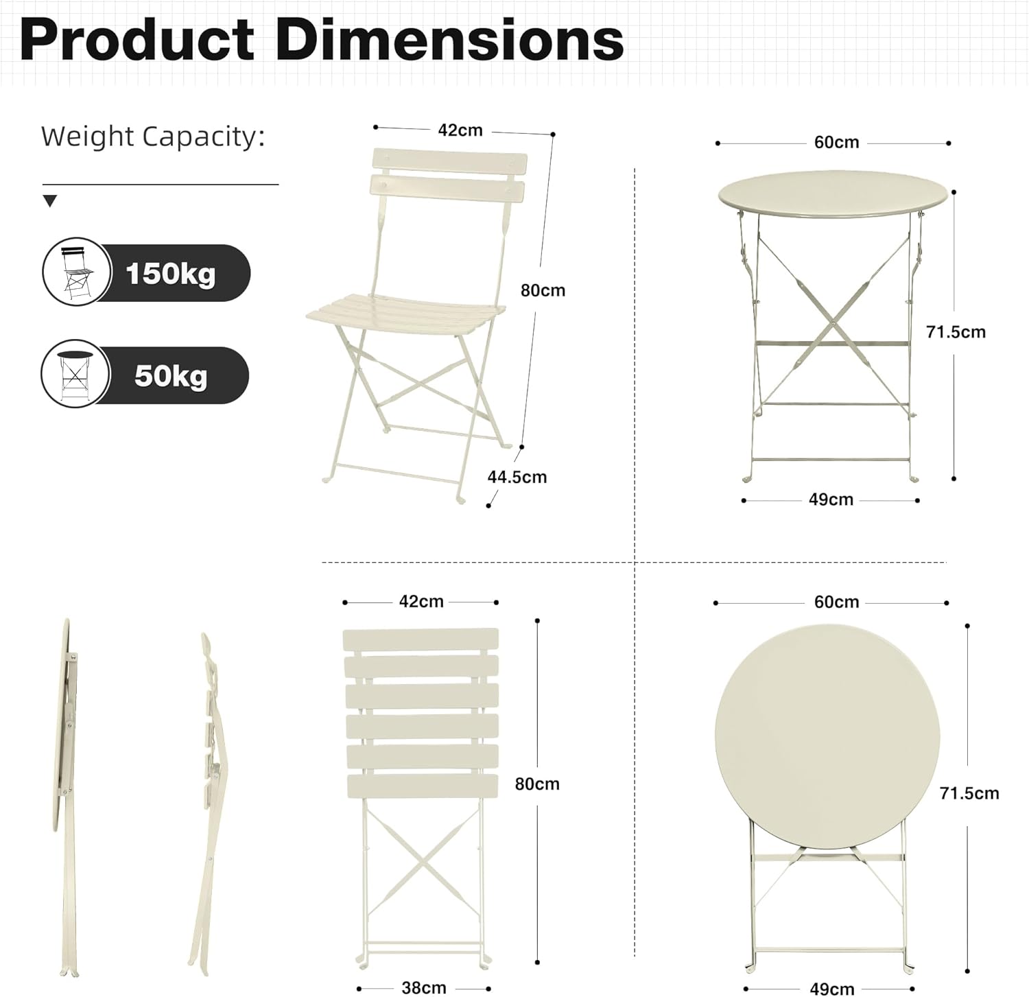 Folding Bistro Table and Chairs Set of 2 Balcony Furniture Outdoor Garden Bistro Set for 2 Small Garden Furniture Set 3 Piece