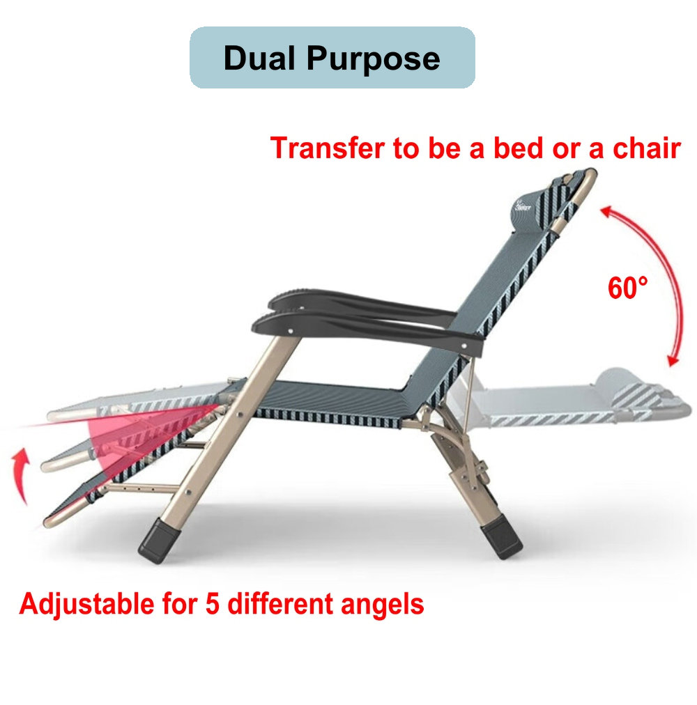New Design Portable Foldable Lightweight Metal Beach Lounger Chaise Sun Lounger Bed