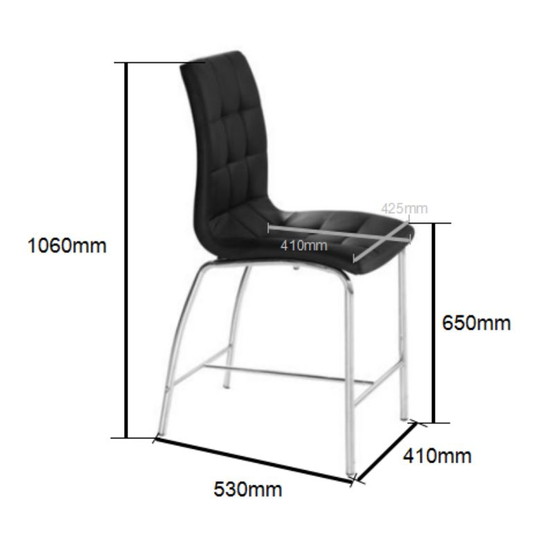 Black High Chair Soft PU Seat and Back Bar Stool for Cafe Shop Counter Height Black Leather Bar Stool