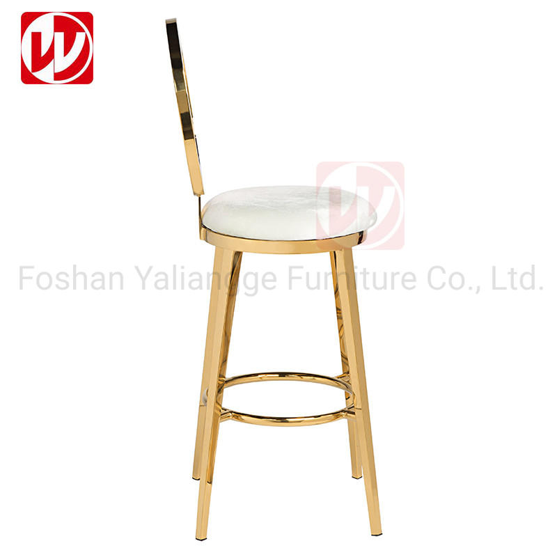 Simple Modern Design Stainless Steel Frame High Chair White Velvet Bar Counter High Bar Stools