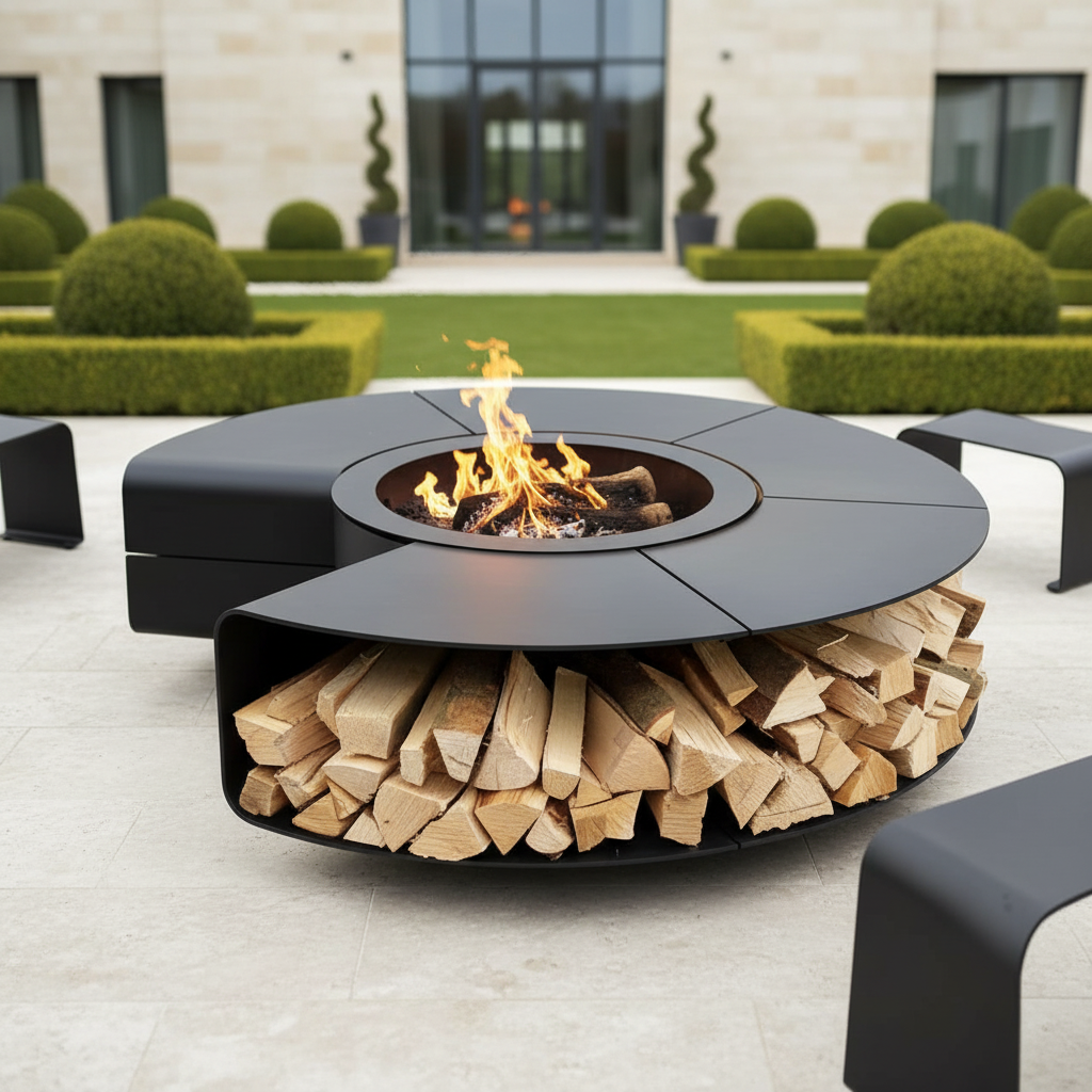 Modern Multifunctional Outdoor Fire Table With Wood Burning Heating For Garden Patio BBQ Use