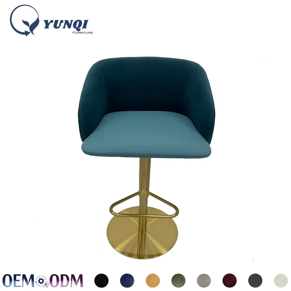 Customized Vintage Style PU Leather Velvet Fabric Bar Stools Hotel Restaurant Kitchen Bar Chair Counter Height Home Barstool