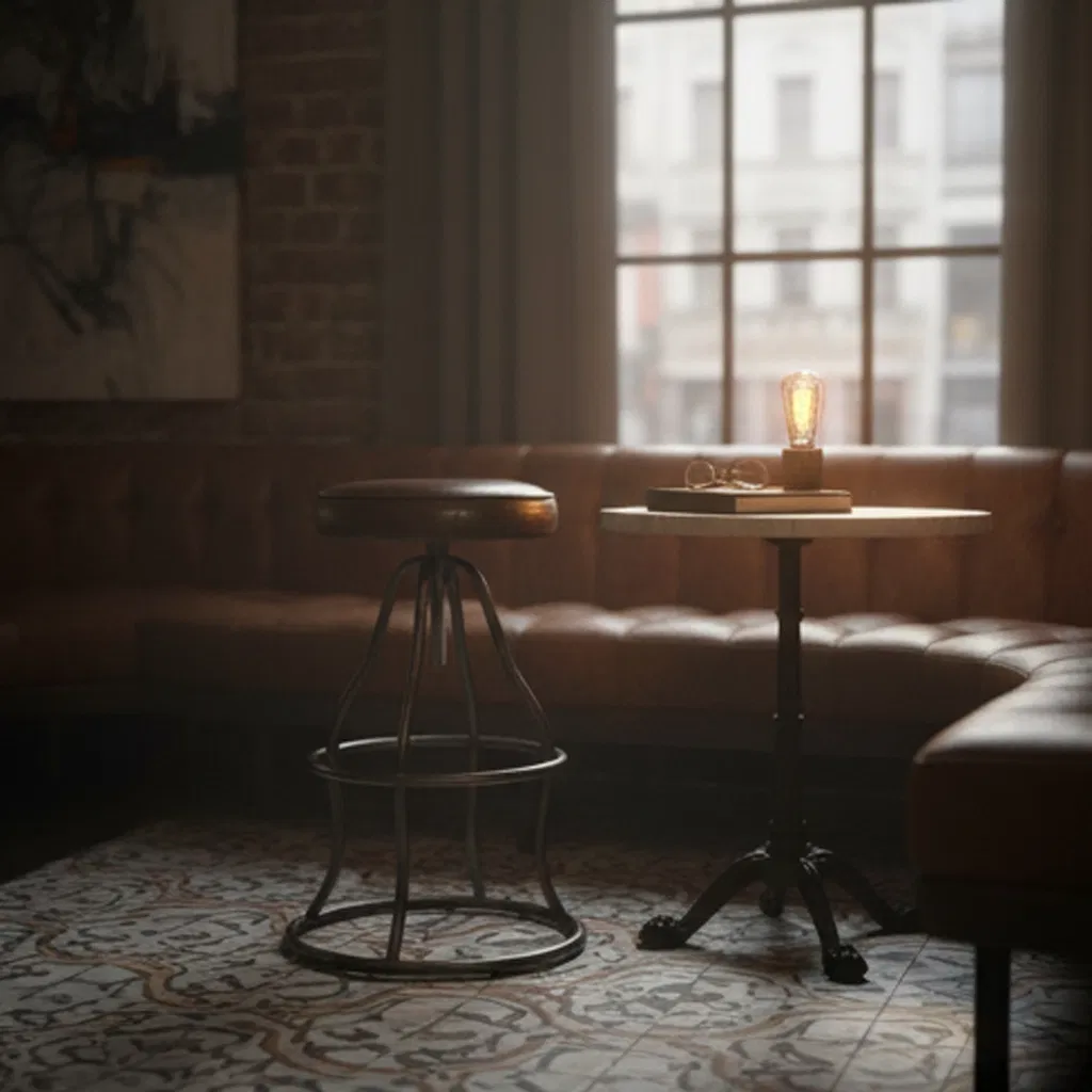 Industrial Style Antique Furniture Comfortable Feet Counter Turnable Leather Bar Chair Bar Stool