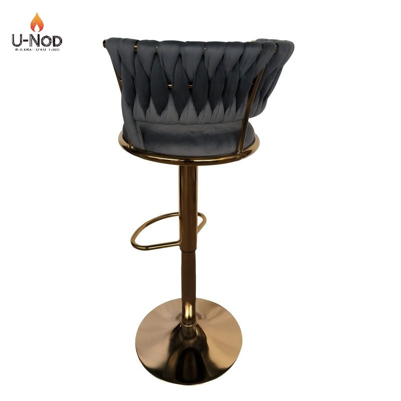 Newest Velvet Woven Height Adjustable Kitchen Counter Swivel Chair Low Back Bar Stool