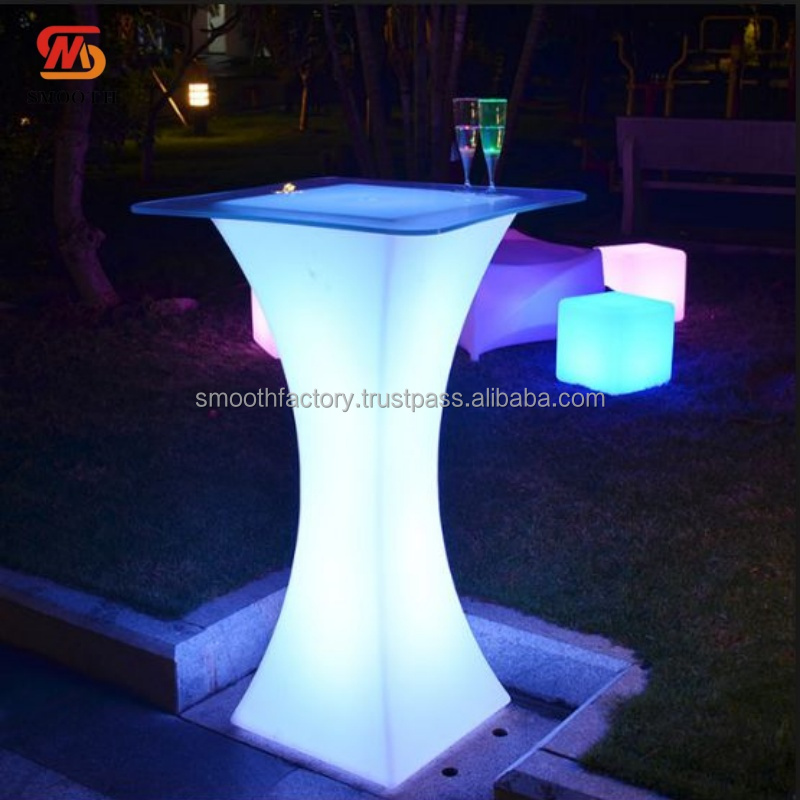 SMOOTH Modern Custom Light up LED Pub Bar Tables for Home Bar Mall Event Party Night Club Outdoor Garden