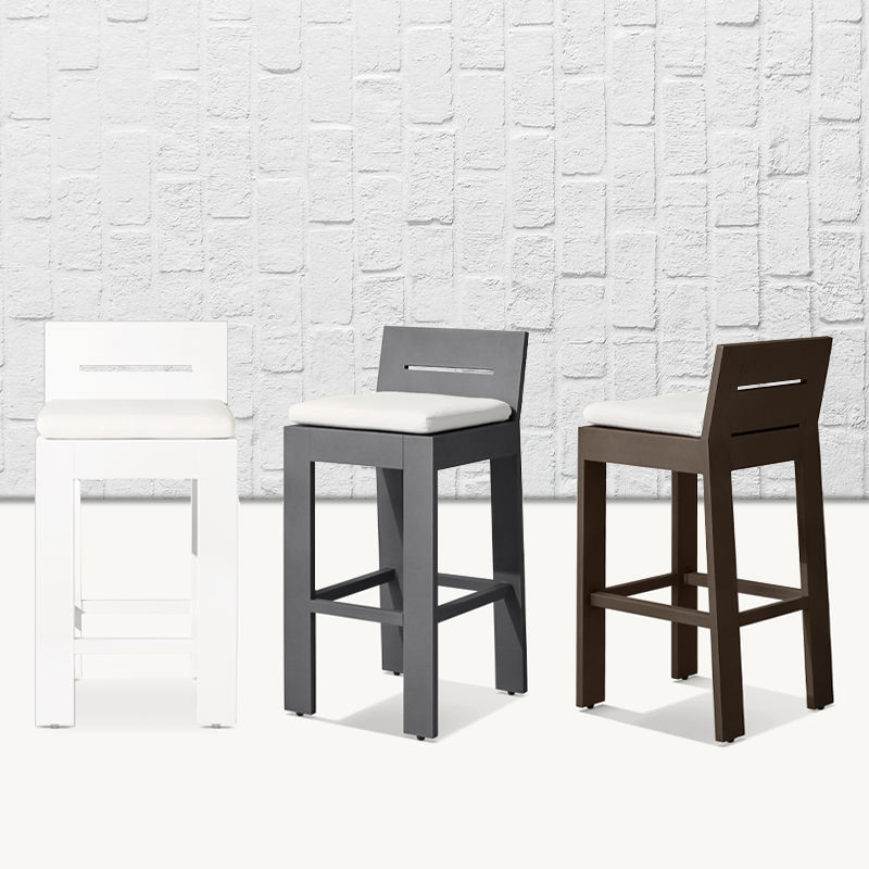 Leisure Meta Bar Chairs Durable Outdoor Aluminum Barstools Patio Garden Hotelbar Counter Stools