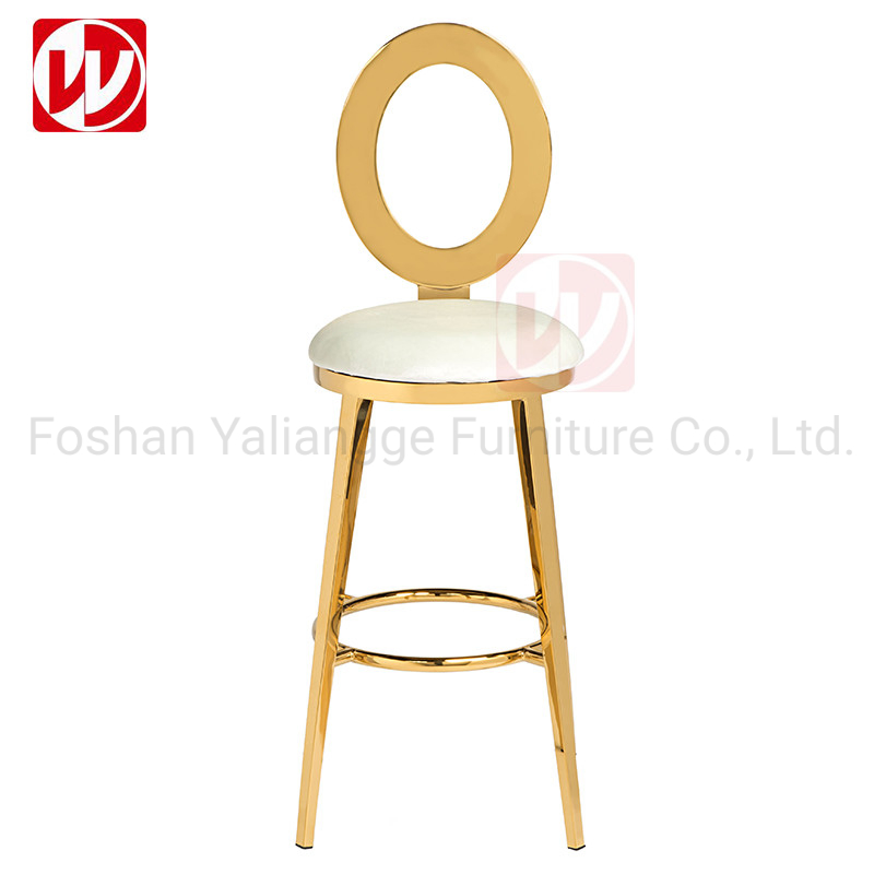 Simple Modern Design Stainless Steel Frame High Chair White Velvet Bar Counter High Bar Stools