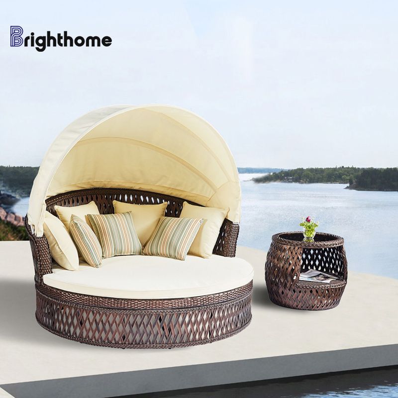 Modern Garden Patio Rattan Aluminum Sun Lounge Outdoor Daybed