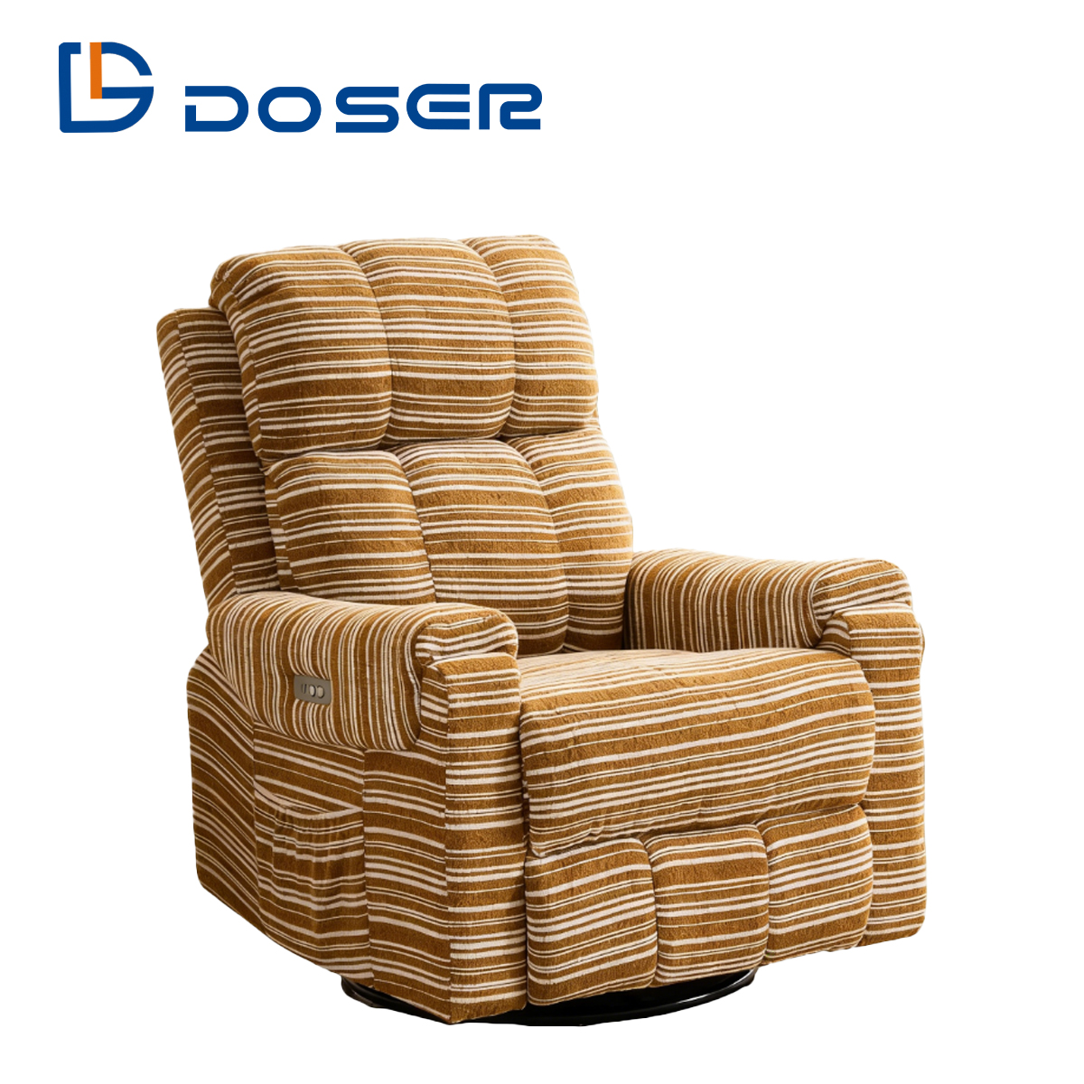 Modern European Manual Recliner Sofa Single Swing Glider Chair with Fabric Interior and Metal Frame Adjustable Height