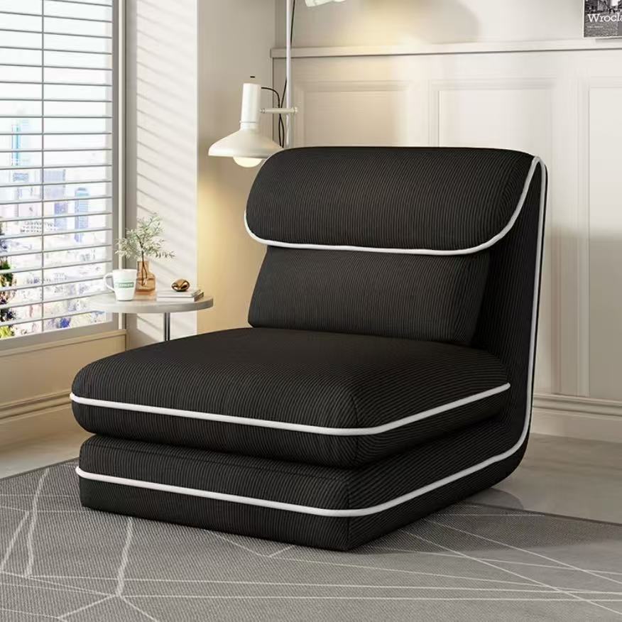 Modern Luxury Reclining Green Corduroy Fabric Floor Lounge Chair for Small Apartment Bedroom and Hotel Use