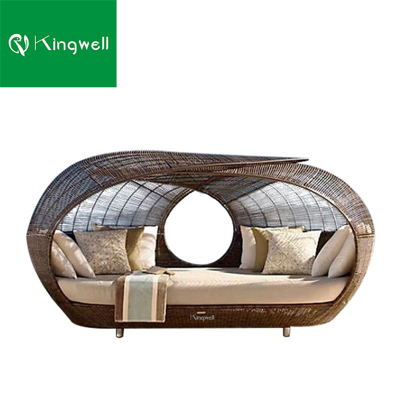 Outdoor Furniture Aluminum Daybed with Canopy Rattan Grade-a Pool Garden Sunbed