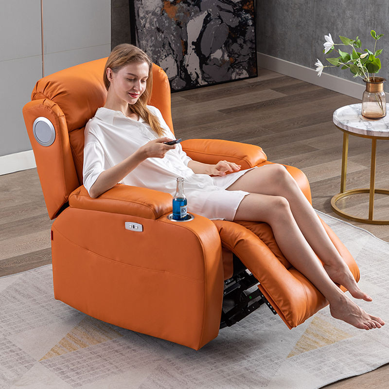 Custom Luxury Quality Smart Home High Back Massage Leather Recliner Sofa Swivel Rocking Recliner Chair With Cup Holder
