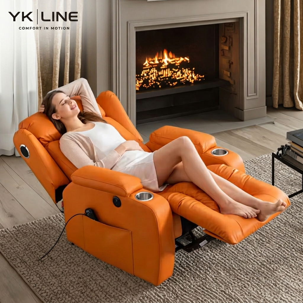 Custom Luxury Quality Smart Home High Back Massage Leather Recliner Sofa Swivel Rocking Recliner Chair With Cup Holder