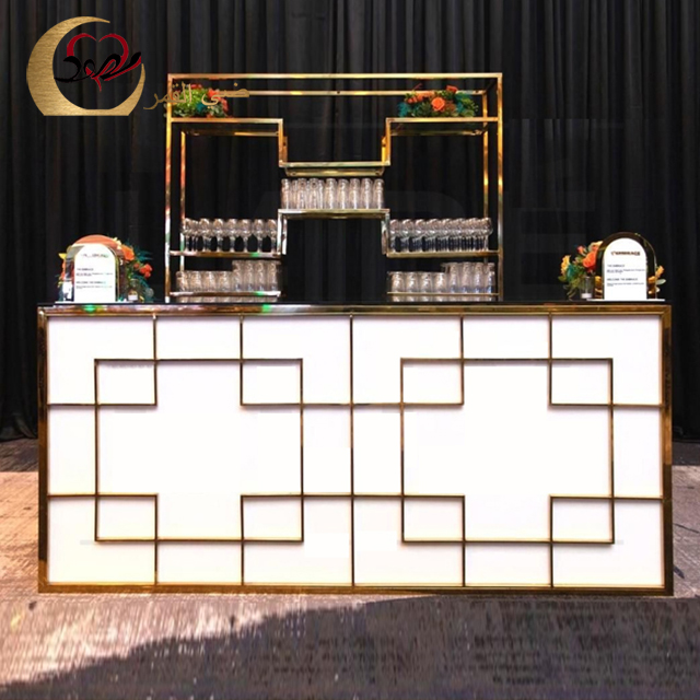 Outdoor Wedding Stainless Steel Frame Glass Contemporary Commercial Bar Counter for Hotel &amp; Living Room