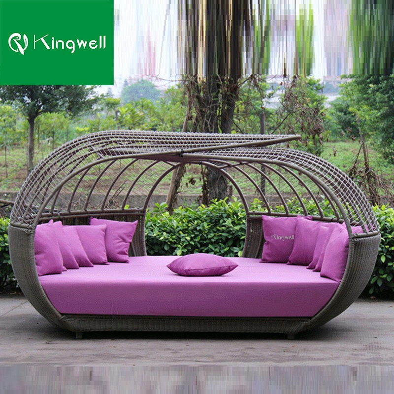 Outdoor Furniture Aluminum Daybed with Canopy Rattan Grade-a Pool Garden Sunbed