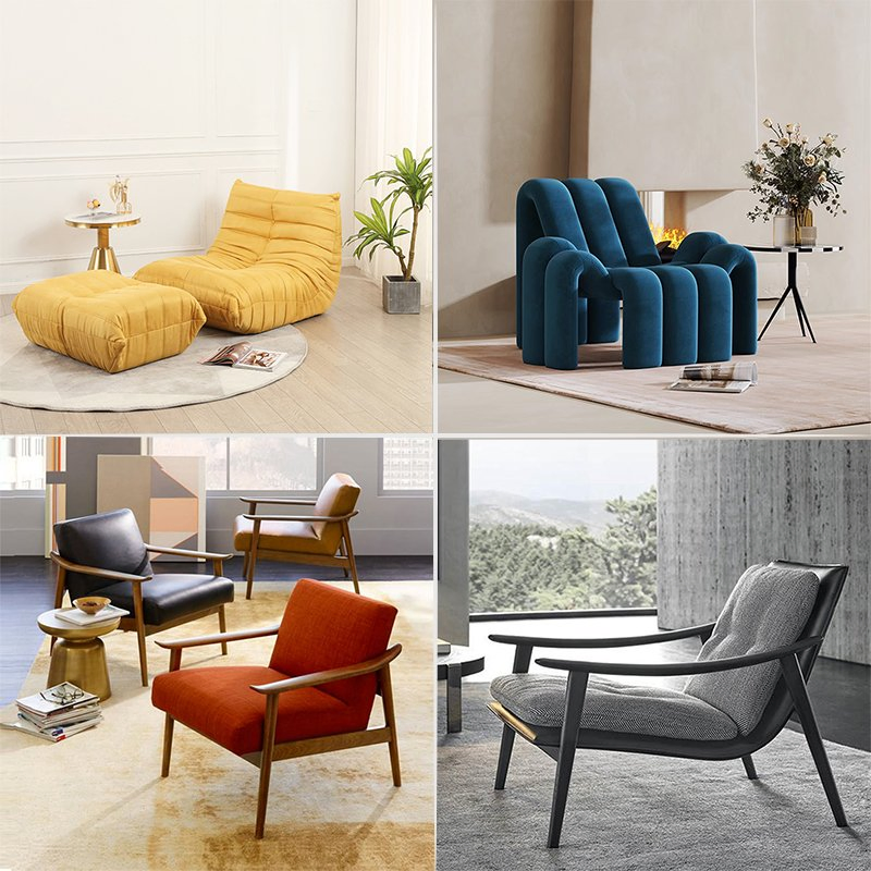 Leisure Leather Fabric Sofa Chair Accent Lounge Chaise Chair for Hotel Restaurant Living Room Bedroom Cafe Coffee Shop