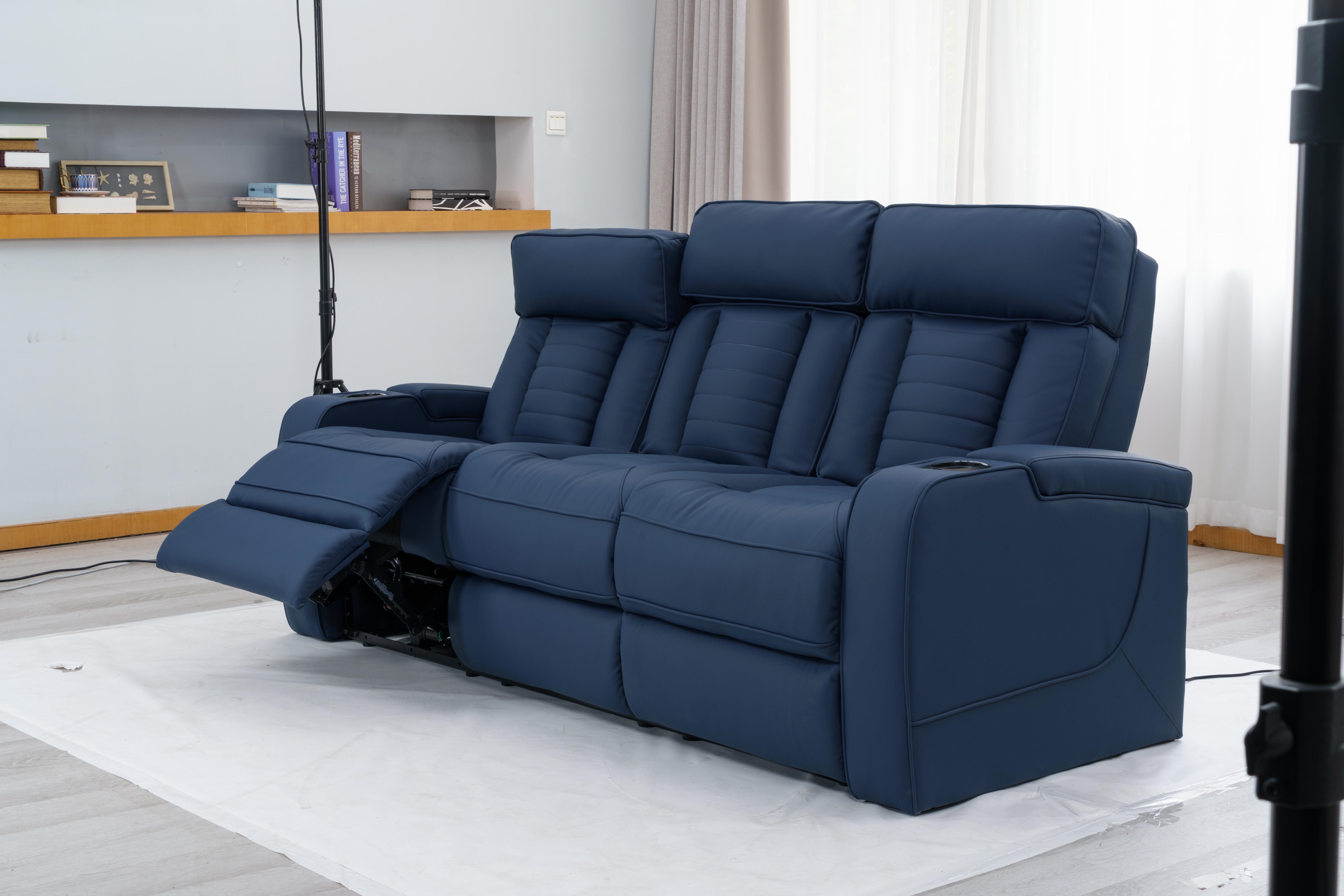 Modern Living Room Furniture 3 2 1 Seater PU Leather Power Electric Recliner Sofa Set Smart Cup Holder