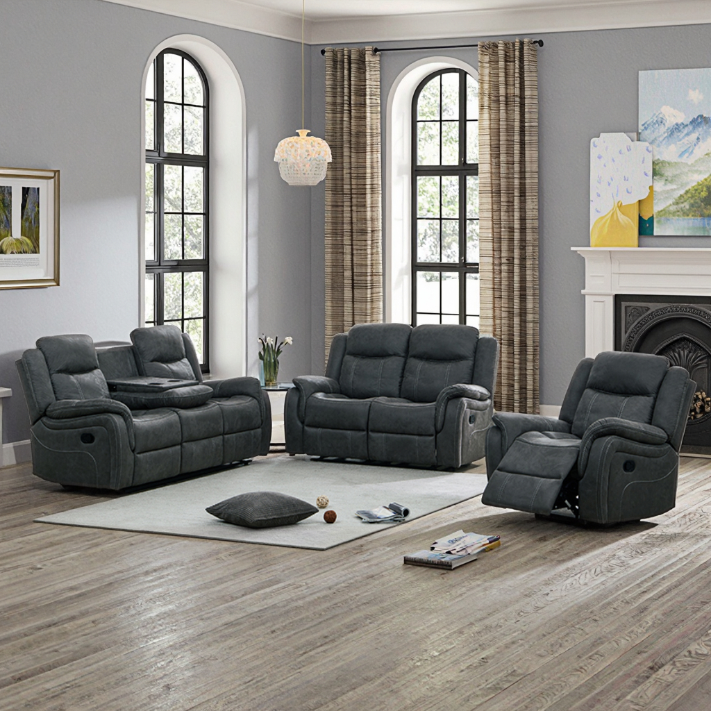 European Luxury Leather Recliner Sofa Set Living Room Sofa Furniture Home Sectional Sofa Reclining Chair With Drop Table Storage