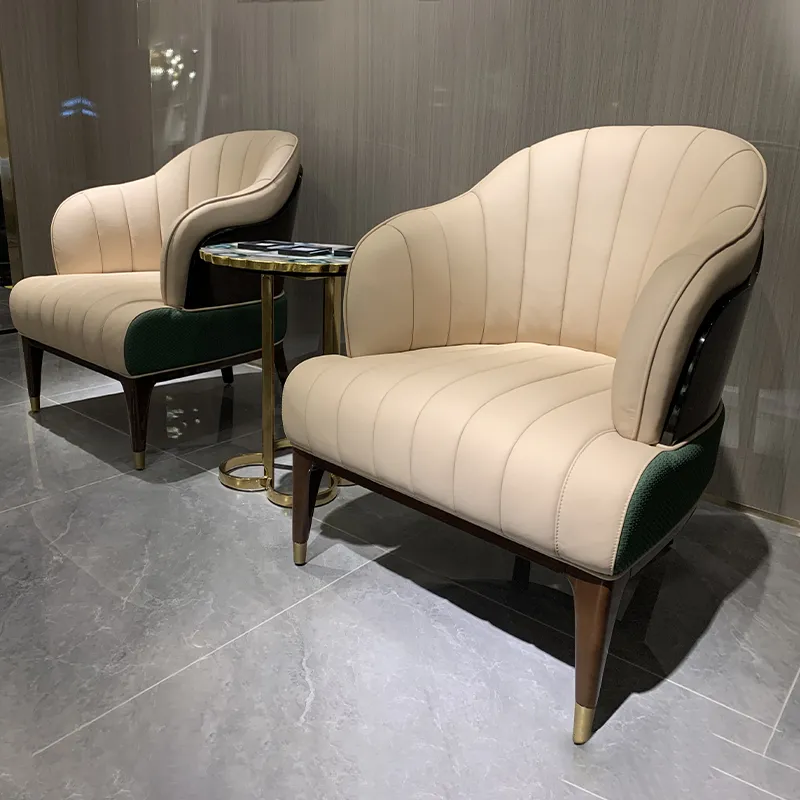 Resort Modern Upholstered Wooden Lacquer Frame Rotate Bucket Accent Lobby Furniture Reception Armchair Rotate Leisure Chair