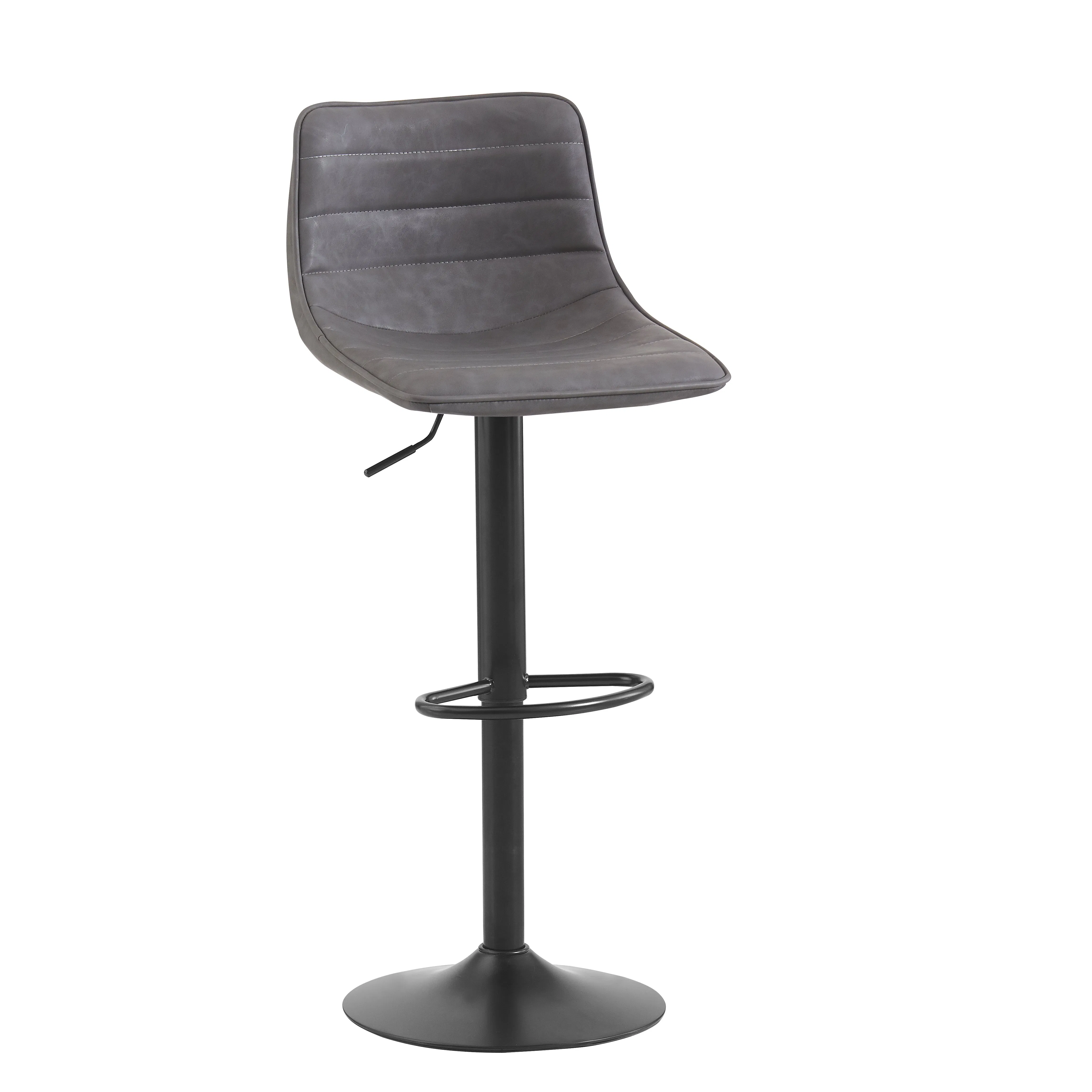 Home Kitchen Bar Stool with Black Painted Metal Base Breakfast Counter Hight Bar Chair with Footrest