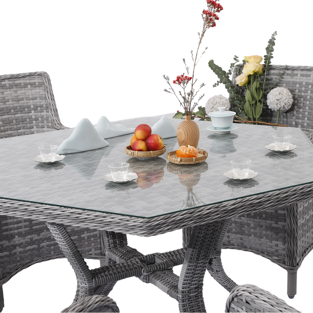MIA 7Pcs Chat Party Outdoor Wicker Rattan Furniture Dining Set